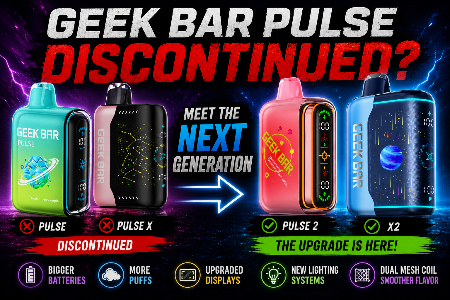 Geek Bar Pulse vs Pulse 2 vs Pulse X vs X2: Everything You Need to Know About Geek Bar's Next Generation